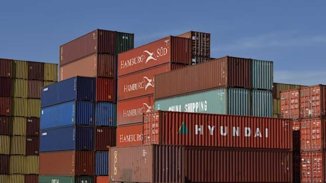 Large metal shipping containers.