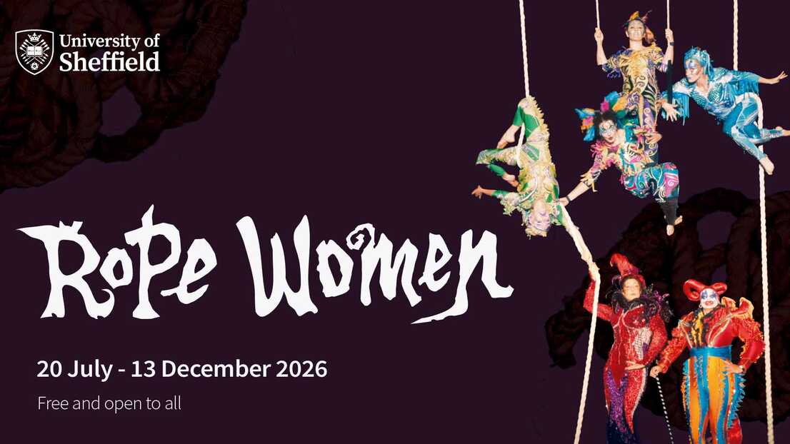 Ropen Women exhibition title with images of aerial performers