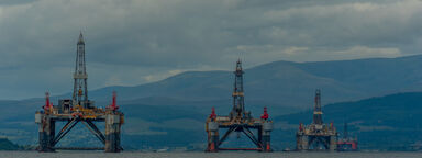 Oil rigs at sea