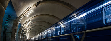 Train at subway station