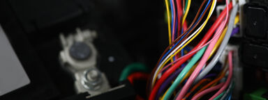 Close-up of colourful wires