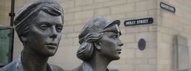 An image of the Women of Steel statue