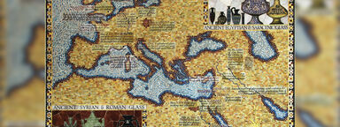 Mosaic showing glassmaking through the ages