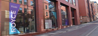 View of the RDC on Portobello Street with clear view of Royce logo and branding
