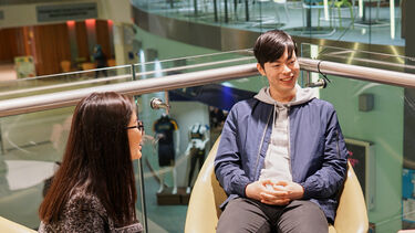 International students sitting