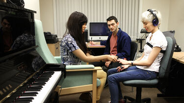 Music group in studio