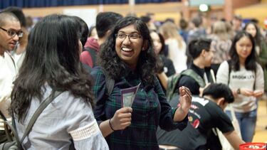 A careers fair taking place at the university.