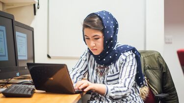 An undergraduate student taking part in a legal clinic. 