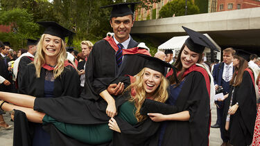 English students at graduation.