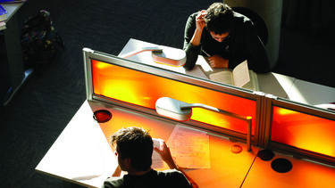 Students studying in the library
