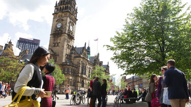 People walking through Sheffield city centre