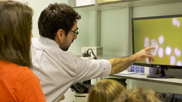 Students interacting with academic