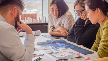 Undergraduate students working on project