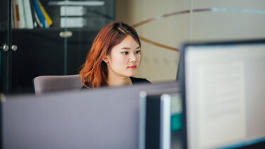 A student working at a computer