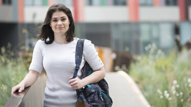 Ba student Morgan outside Jessop West.