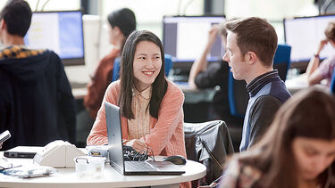 Two PhD students taking a study break.