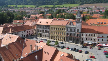 Houses in Prachatice in the Czech Republic