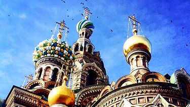 Blue skies over St Basil's Cathedral.