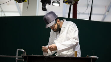 student in lab