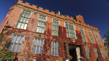 Firth Court with red vines growing up the walls - image