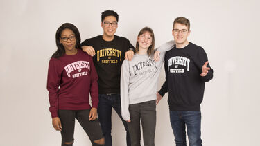 Students wearing University of Sheffield sweaters
