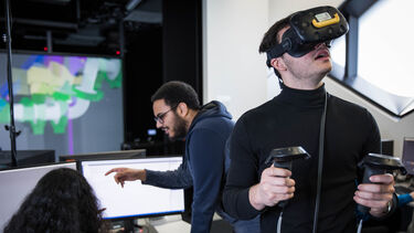 Students using the VR facilities in the Diamond