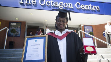 Ade Solanke with her Distinguished Alumni Award