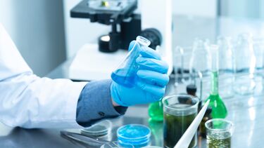 Test tubes and chemicals in a lab (stock image)