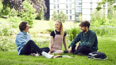 image of students sat in park