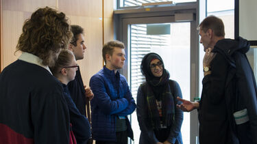 Lee Child chatting with students from the School of English