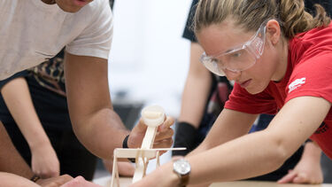 An image of students testing a model