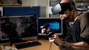 A medical imaging researcher in action