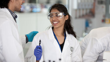 A postgraduate engineering student in the lab.