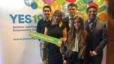 David Rodriguez, Klaudia Slowik, Jake Edmans, Inmaculada Barragan and Danilo Vilanueva Navarrete at the BioTech Yes competition