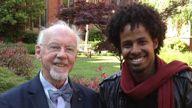 Sir Hans Kornberg and Students' Union President Abdi Suleiman