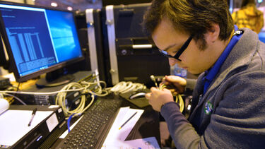 Computer technician at computer