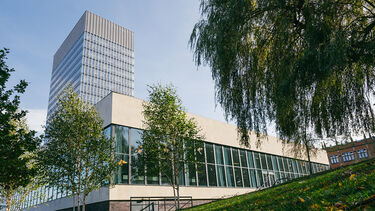 The Arts Tower with Western Bank Library in front of it.