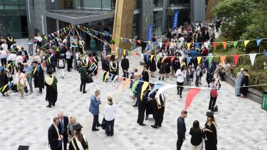 Summer concourse full of people