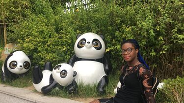 Valentina in a park in South Korea