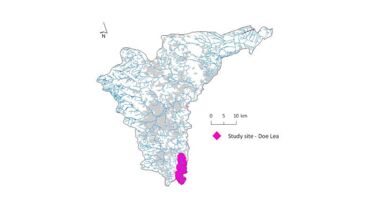 A map of the study site at Doe Lea