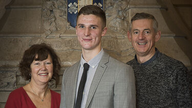 Student Matthew Dodgson with Anne and David Pover