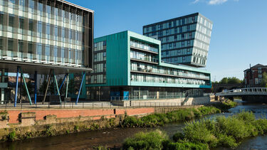 The River Don runs through Sheffield. It is a sunny day.