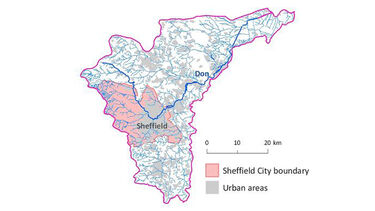 A map of the urban river corridors area.