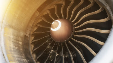 A jet engine turbine blade