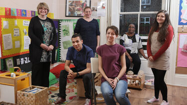 Photograph of UG students in a nursery 