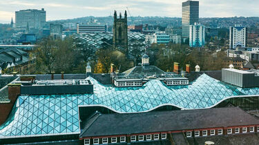 The impressive, undulating glass roof of the Engineering Heartspace