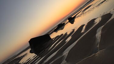 World War II bunkers on the beach near Capbreton