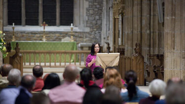 Mona Siddiqui OBE delivers a lecture at Sheffield Cathedral