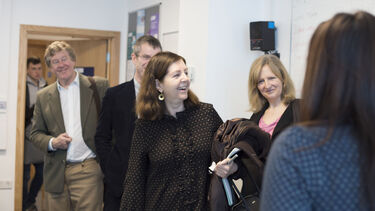 The Advisory Board arriving into a class to see what's happening and meet the students.