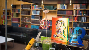An image of a glass case exhibiting our special collections.